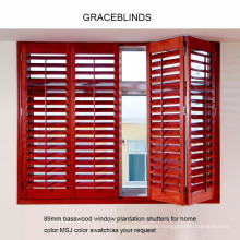 Interior basswood and PVC shutter with 63mm and 89mm blade made in China
